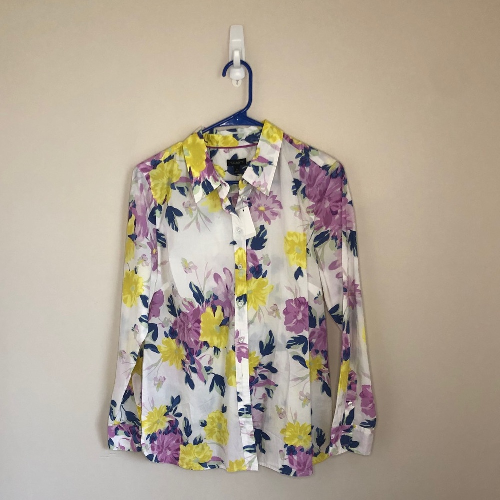 Talbots Floral Borton Down Top